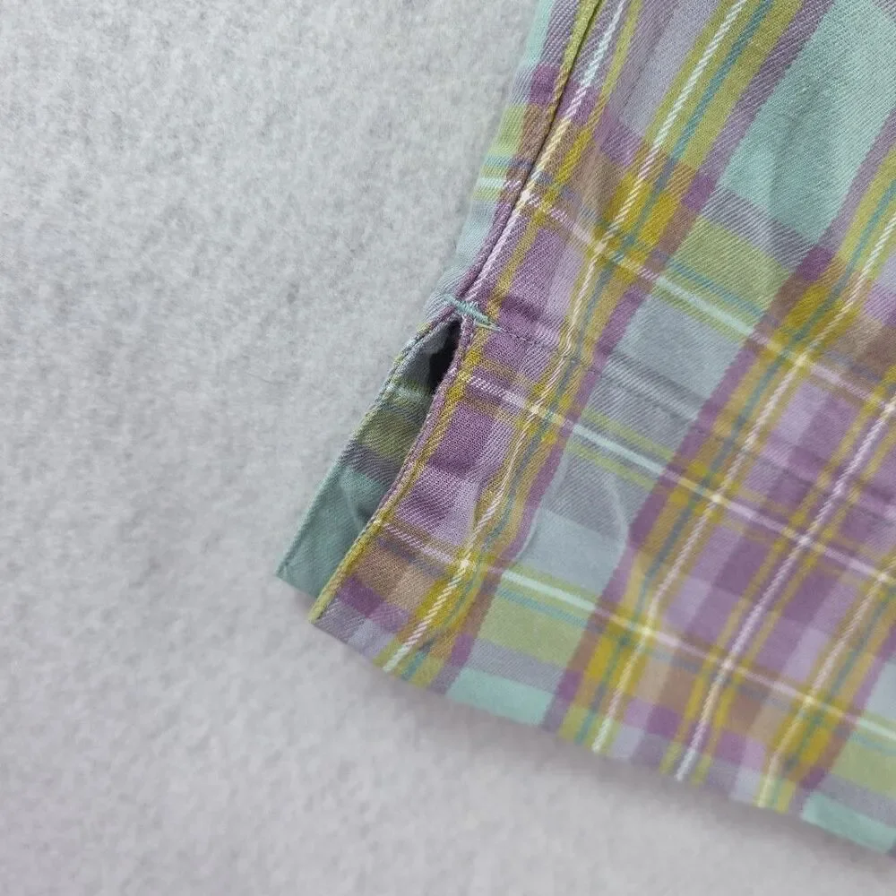 Liz Golf Audra Capris Pants Women's Size 14 Lavender Plaid Snap Pocket Stretch - Picture 4 of 8